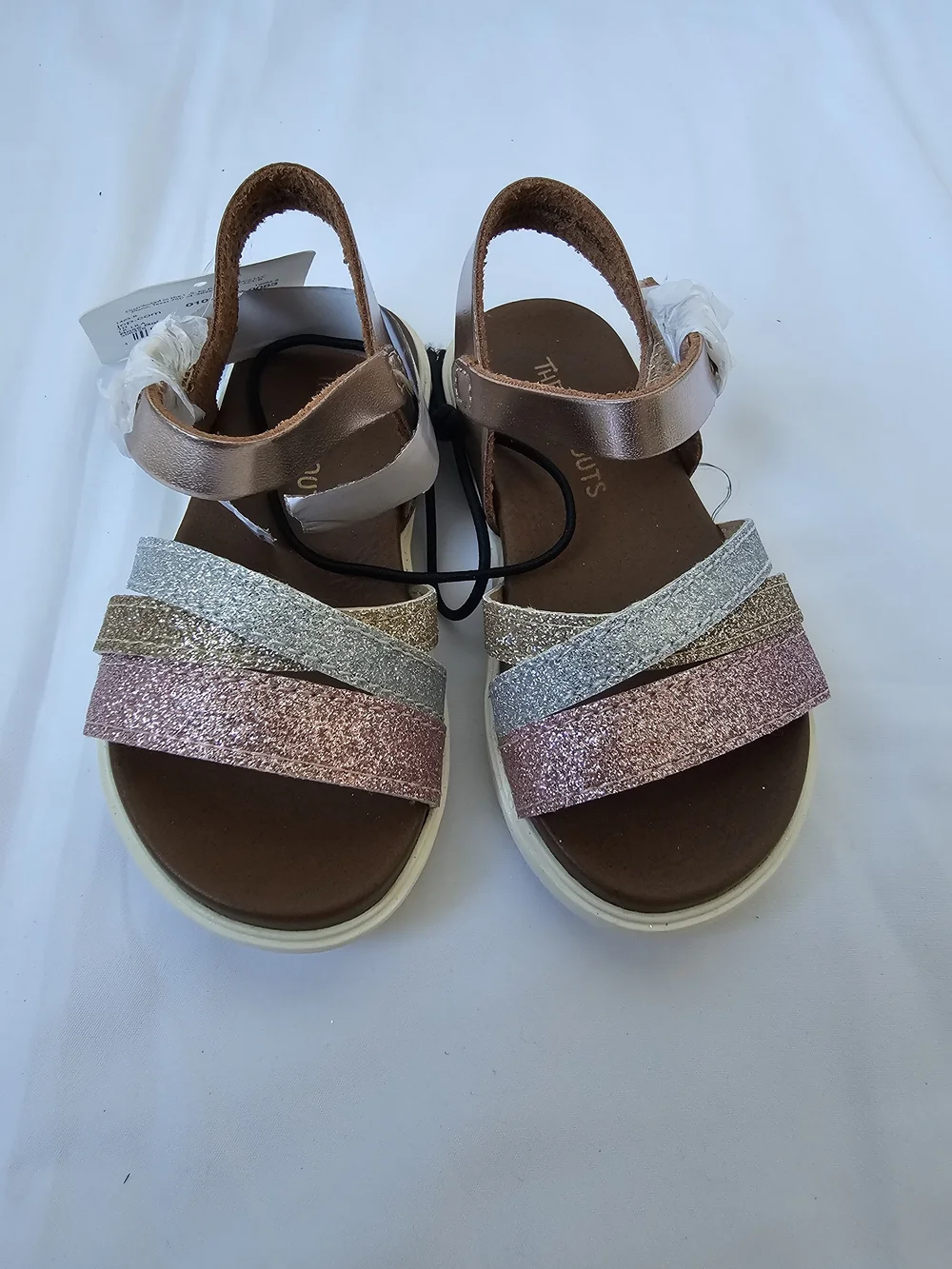NWT Thereabouts Lil Lila Glitter Sandals - Toddler Size 6M - Rose Gold Multi